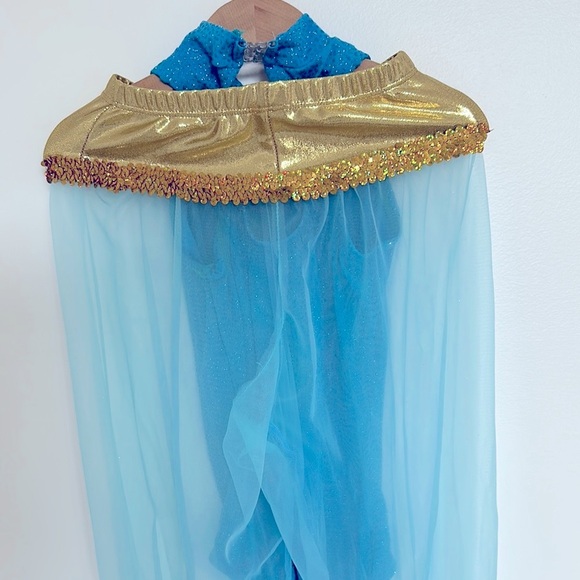 Custom made Sparkling Blue Leotard with Sheer Pants “Jasmine” dance costume - Picture 6 of 6